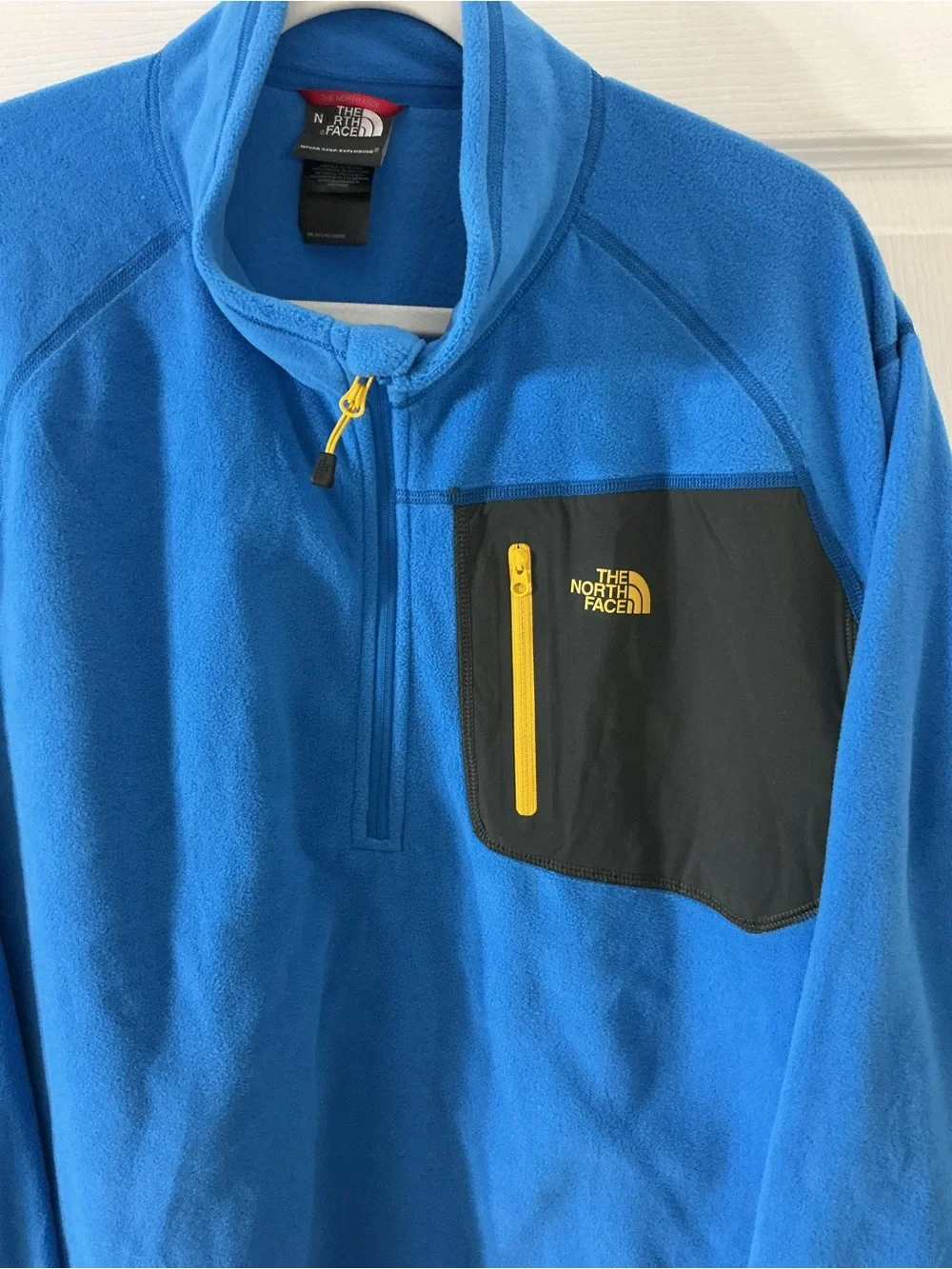 NWOT The North Face TKA 100 Trinity Alps 1/4 Zip Fleece Blue Yellow XXL